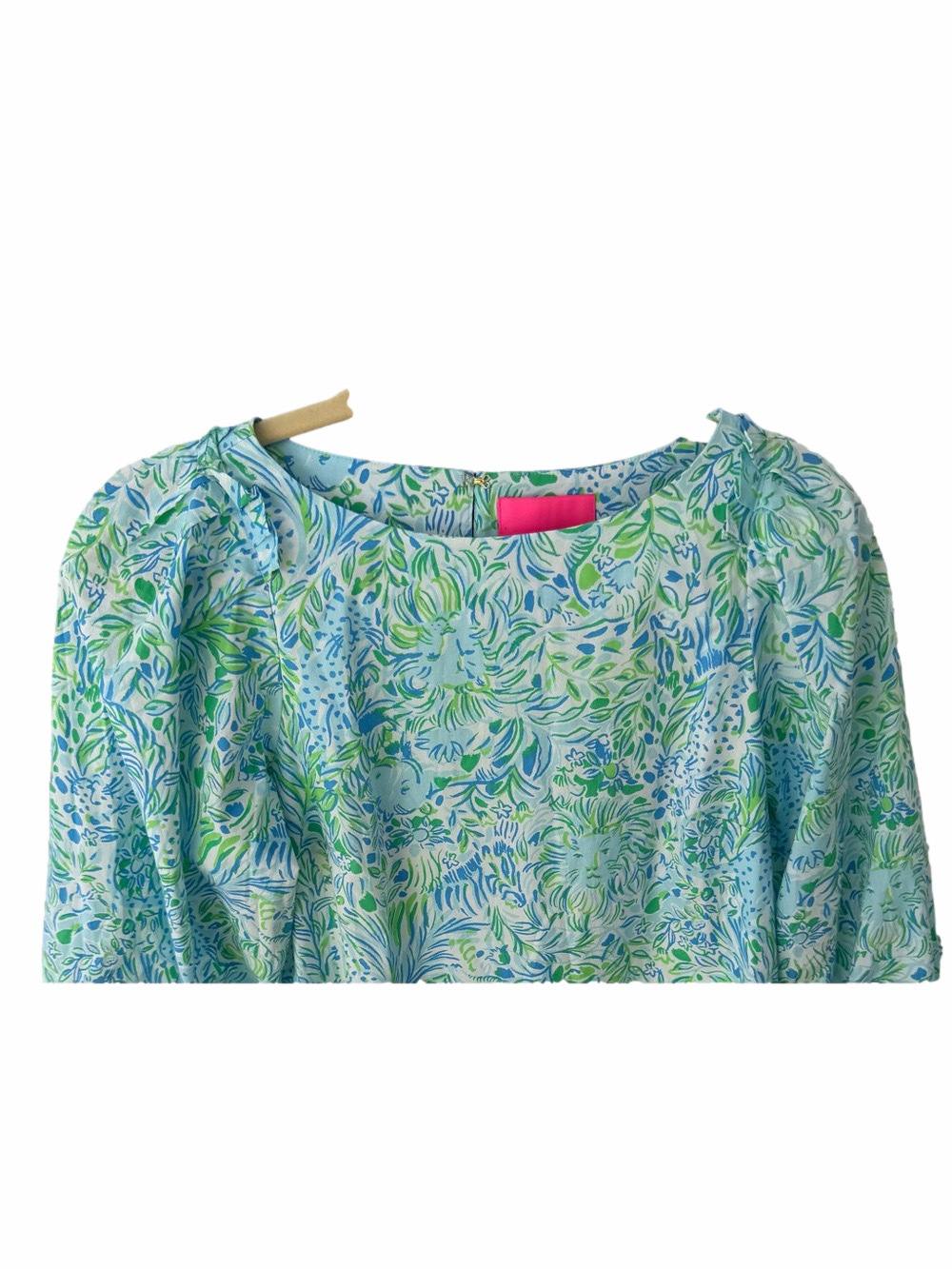 Lilly Pulitzer Barbara Dress Hydra Blue Dandy Lions Size 2 NO BELT Blue Green - Picture 2 of 10